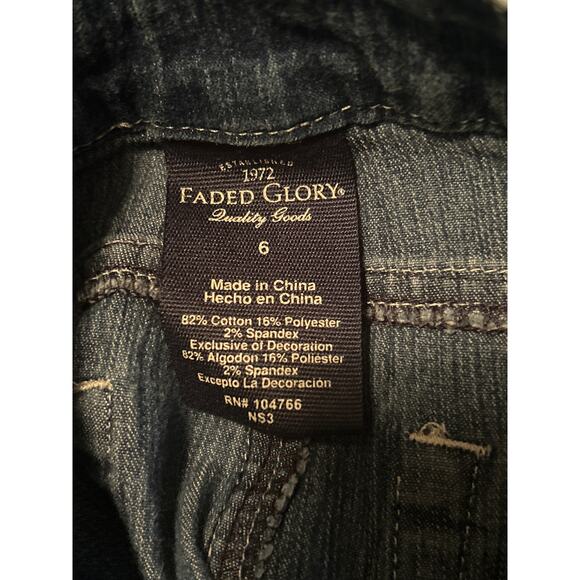 VGUC Faded Glory Kid's Jeans Cotton/Polyester/Spandex Pocket Embroidery Size 6 - Picture 3 of 4